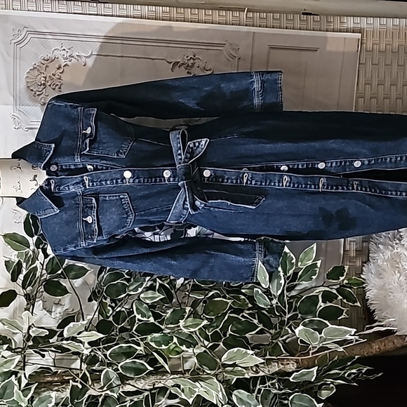 Zara Dresses & Skirts - Zara Belted Button Front Denim Dress XS